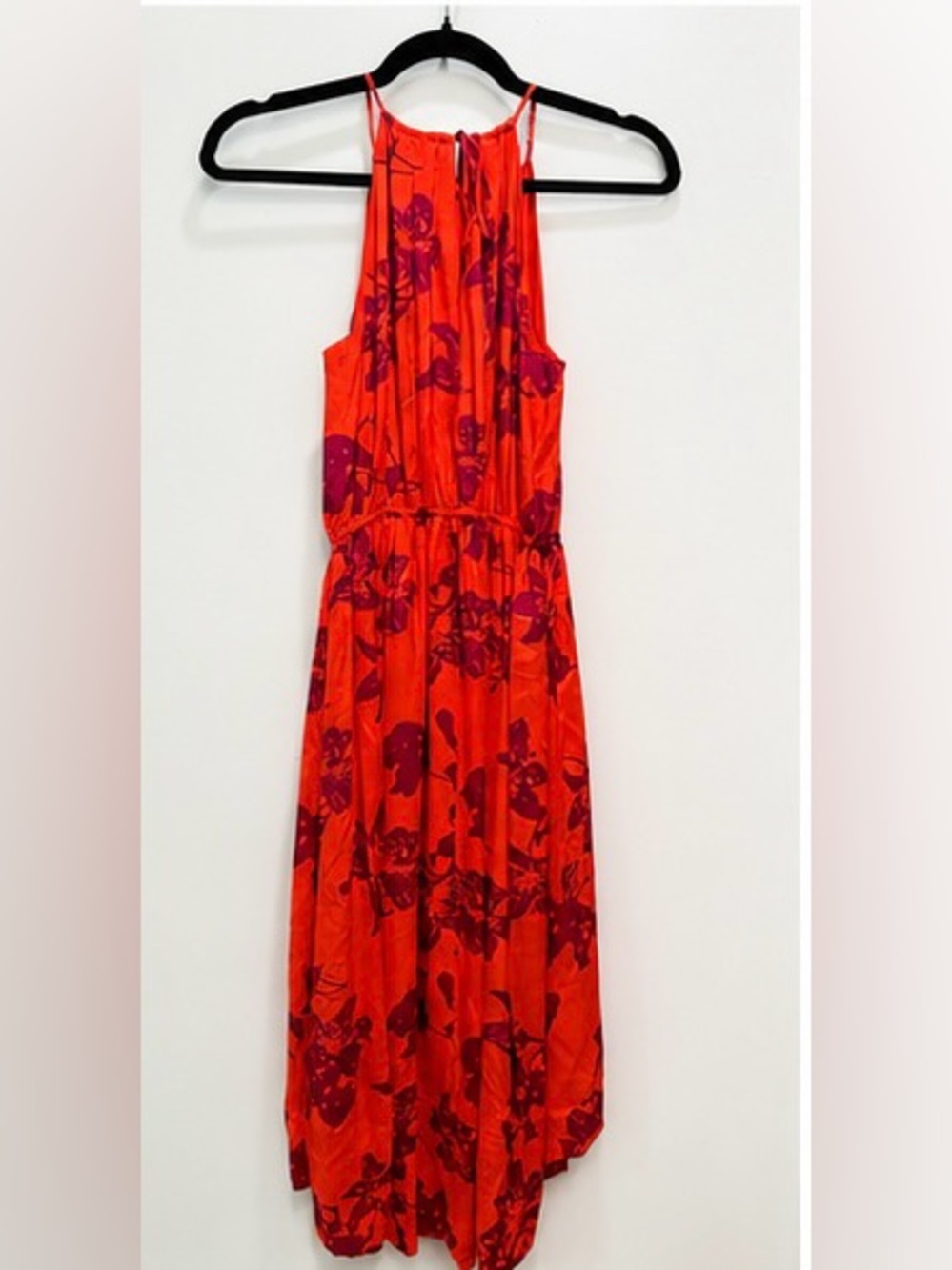 NWT Banana Republic Coral Orange Floral Halter Hi-Low Midi Dress $178 Retail! - Picture 4 of 8